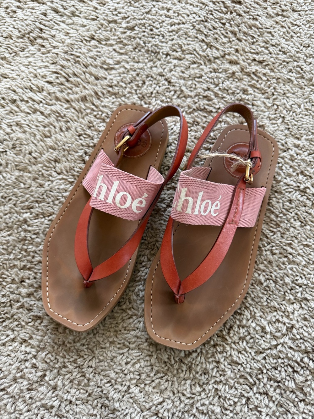 Chloe Pink Woody Flat Slingback Sandals